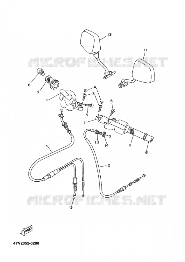 GUIDON ET CABLES Yamaha MOTO 50 2002 MBK XPOWER  TZR50 TZR50R X-POWER