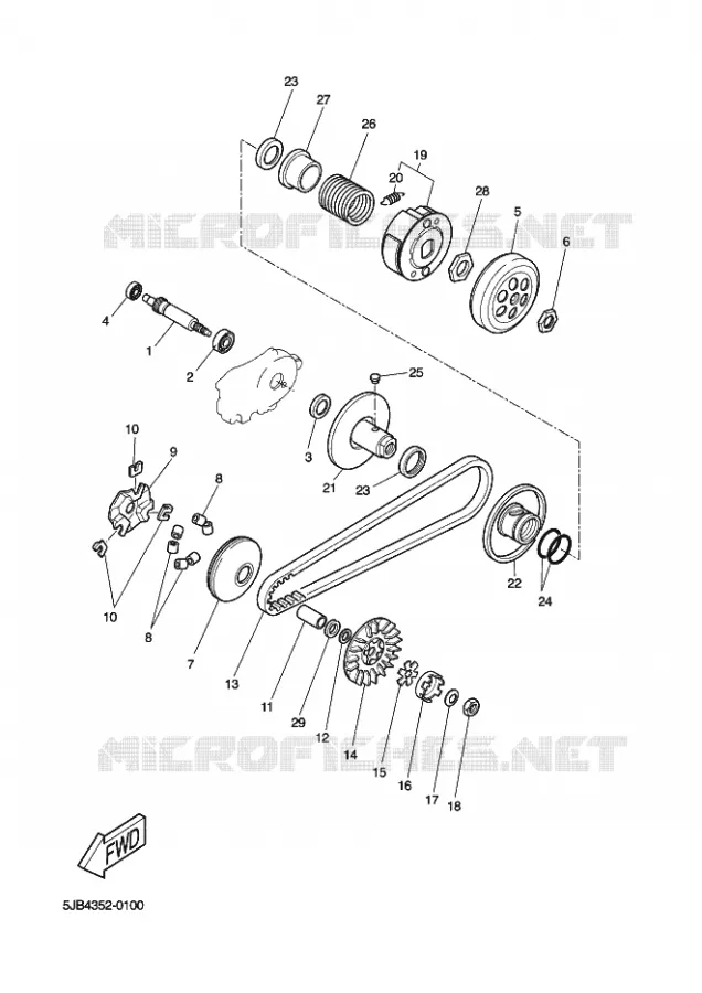 EMBRAYAGE DE DEMARREUR Yamaha SCOOTER 50 2001 FLIPPER  YH50 FLIPPER