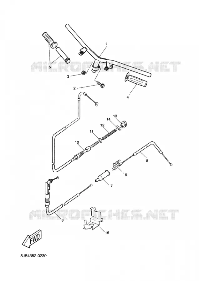 GUIDON ET CABLES Yamaha SCOOTER 50 2001 FLIPPER  YH50 FLIPPER