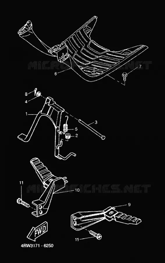 SUPPORT / REPOSE PIEDS Yamaha SCOOTER 50 2001 BOOSTER  CW50