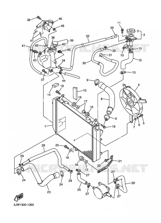 RADIATEUR / DURITES Yamaha MOTO 1300 2001 FJR  FJR1300