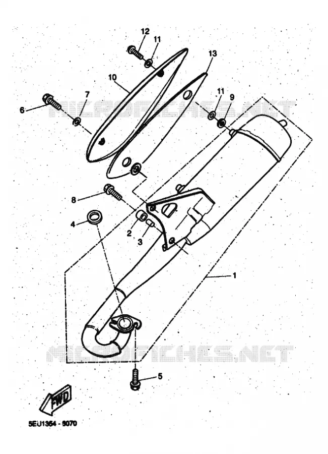 ECHAPPEMENT Yamaha SCOOTER 50 2001 FLIPPER  YH50 FLIPPER