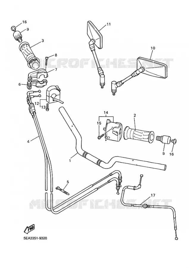 GUIDON ET CABLES Yamaha MOTO 1300 2000 XJR  XJR1300