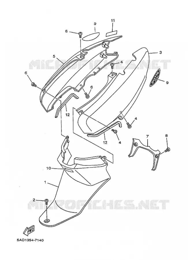 COUVERCLE LATERAL Yamaha SCOOTER 50 1999 NEOS  YN50 YN50R NEO'S