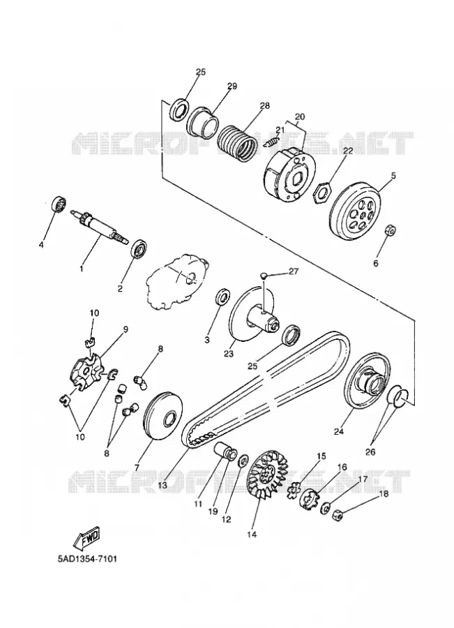 EMBRAYAGE DE DEMARREUR Yamaha SCOOTER 50 1999 NEOS  YN50 YN50R NEO'S