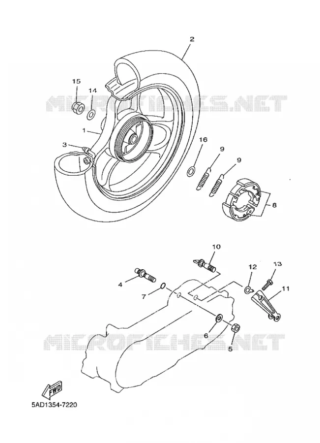 ROUE ARRIERE Yamaha SCOOTER 50 1999 NEOS  YN50 YN50R NEO'S