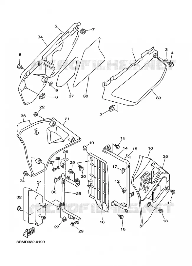 COUVERCLE LATERAL Yamaha MOTO 125 1999 DTR  DT125R