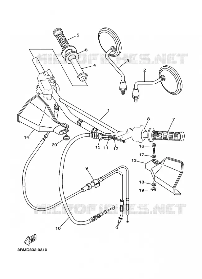 GUIDON ET CABLES Yamaha MOTO 125 1999 DTR  DT125R