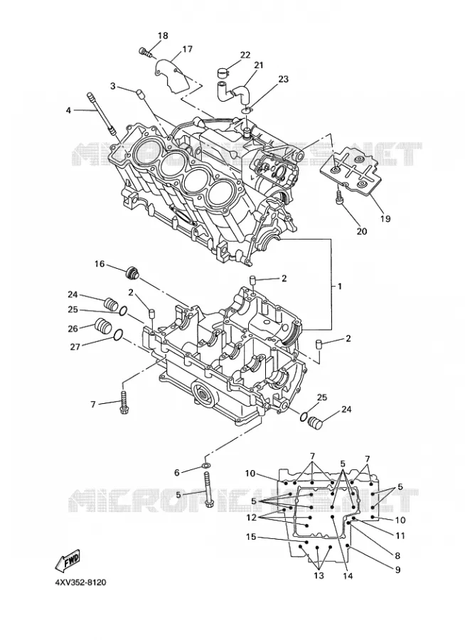 CARTER MOTEUR Yamaha MOTO 1000 1999 R1  YZF-R1 R1