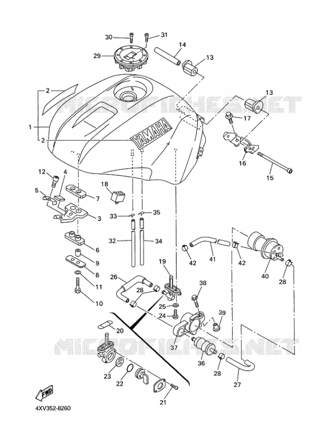 RESERVOIR A ESSENCE Yamaha MOTO 1000 1999 R1  YZF-R1 R1