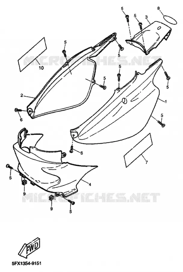 COUVERCLE LATERAL Yamaha SCOOTER 50 1999 ROCKET  CW50RSP