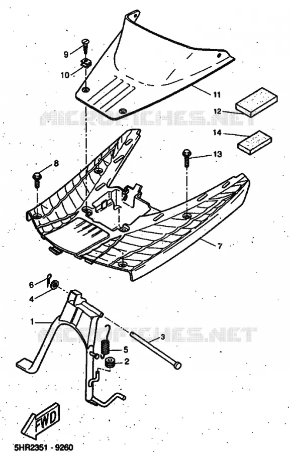 SUPPORT / REPOSE PIEDS Yamaha SCOOTER 50 1999 ROCKET  CW50RSP