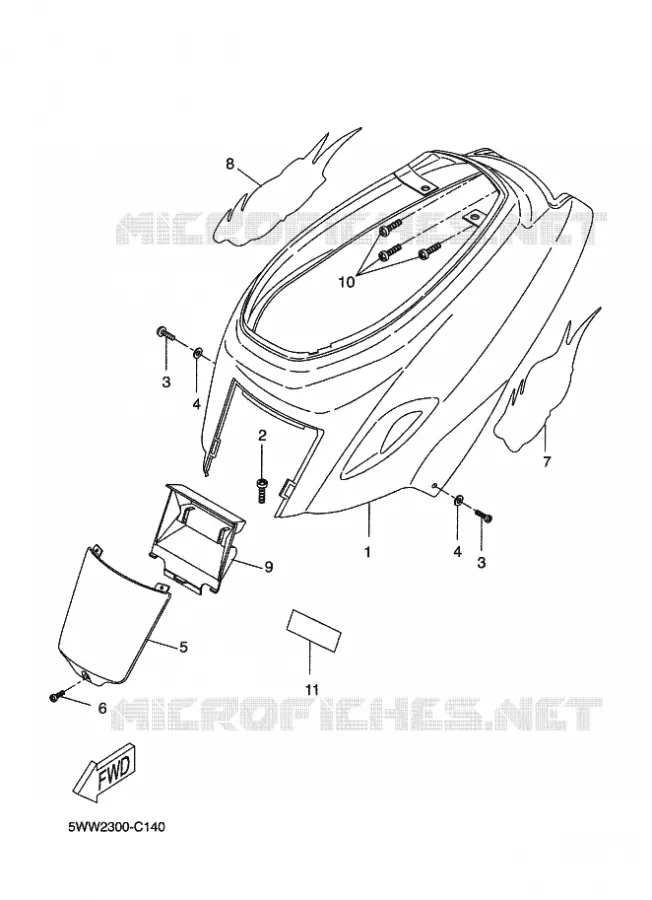 COUVERCLE LATERAL Yamaha SCOOTER 50 2004 BOOSTER  CW50