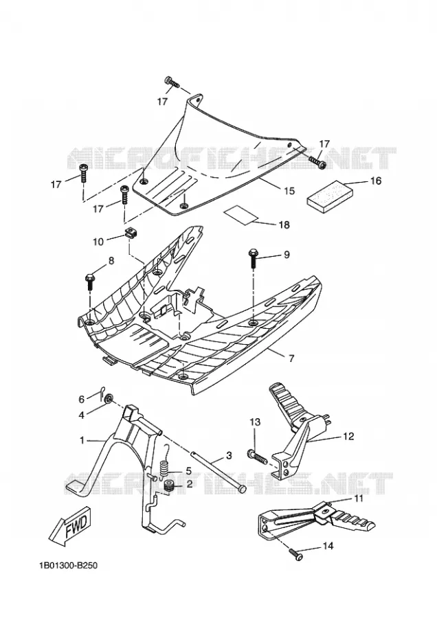 SUPPORT / REPOSE PIEDS Yamaha SCOOTER 50 2005 NEXT GENERATION  CW50RS NEXT GEN