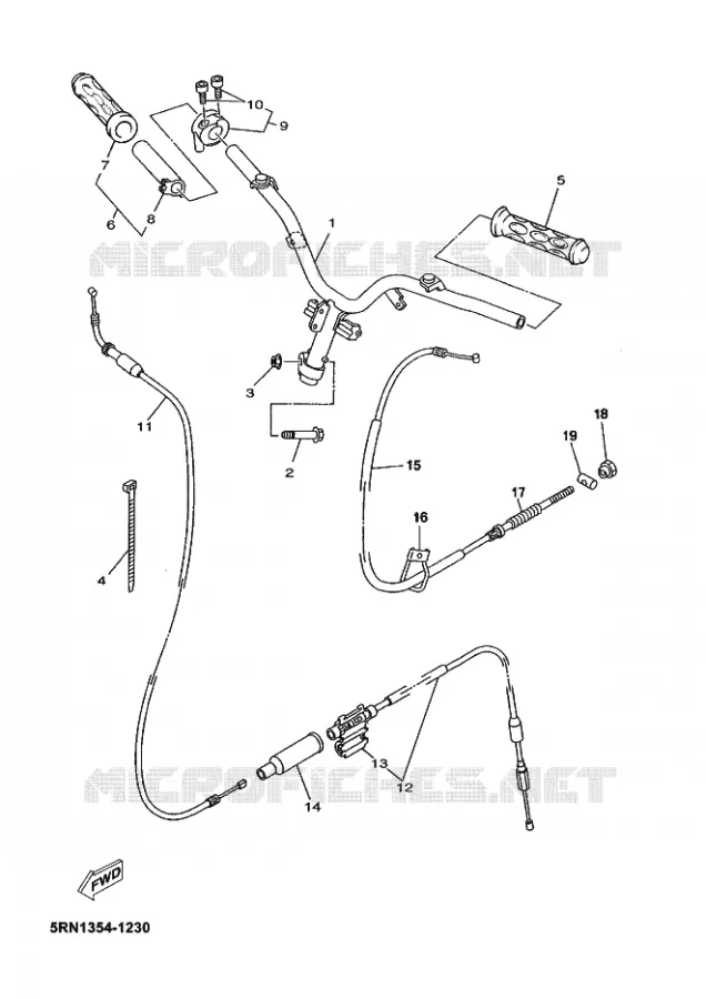 GUIDON ET CABLES Yamaha SCOOTER 50 2005 OVETTO  YN50 OVETTO 50