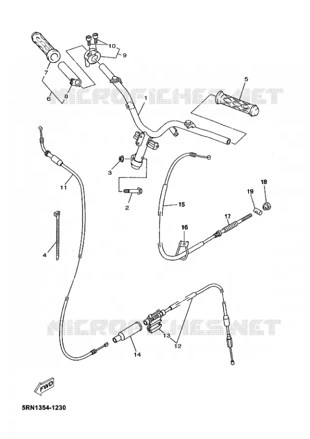 GUIDON ET CABLES Yamaha SCOOTER 50 2005 OVETTO  YN50 OVETTO 50