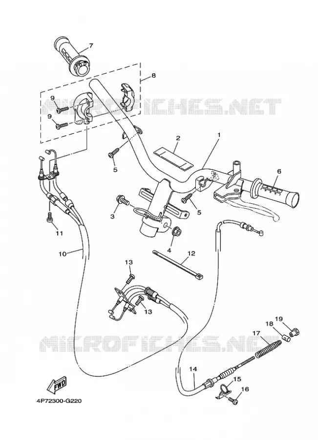 GUIDON ET CABLES Yamaha SCOOTER 125 2008 WAAP  XC125E WAAP