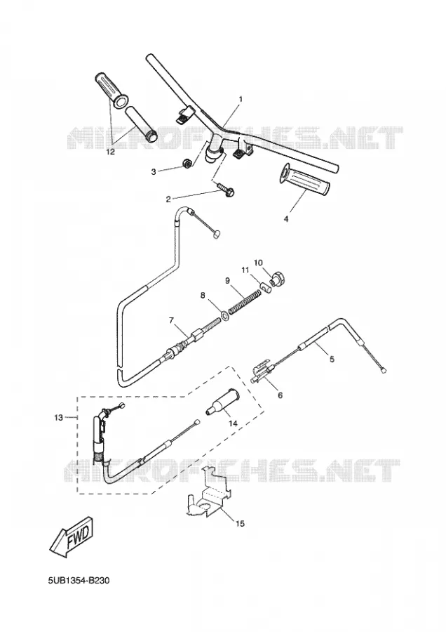 GUIDON ET CABLES Yamaha SCOOTER 50 2004 FLIPPER  YH50L FLIPPER LIGHT
