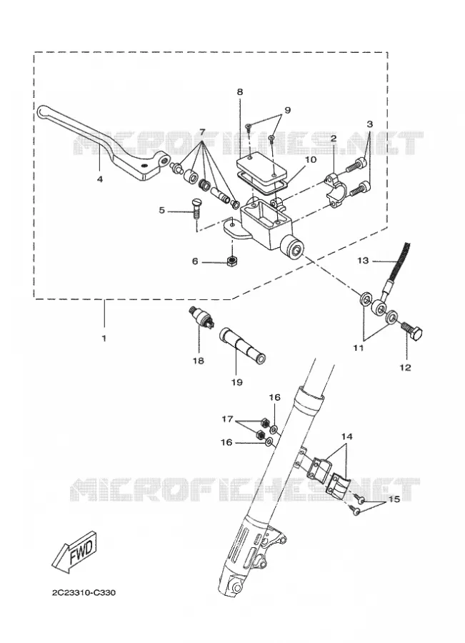 MAITRE CYLINDRE DE FREIN AVANT Yamaha MOTO 50 2004 X-LIMIT  DT50RSM X-LIMIT S.M