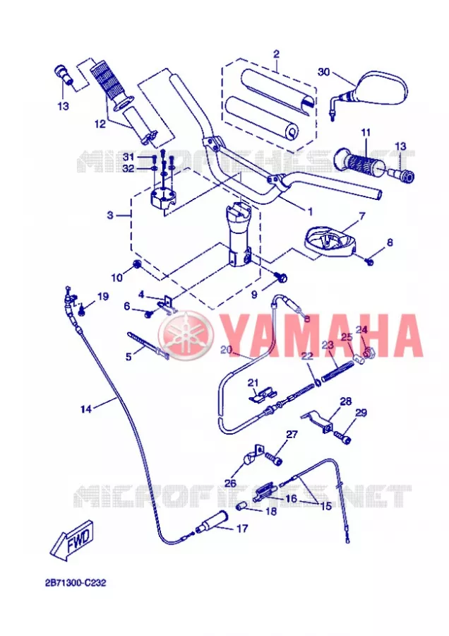 GUIDON ET CABLES Yamaha SCOOTER 50 2005 BOOSTER  CW50N