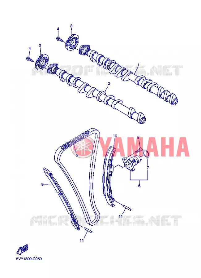 ARBRE A CAMES / CHAINE DE DISTRIBUTION Yamaha MOTO 1000 2004 R1  YZF-R1 YZF-R1S R1
