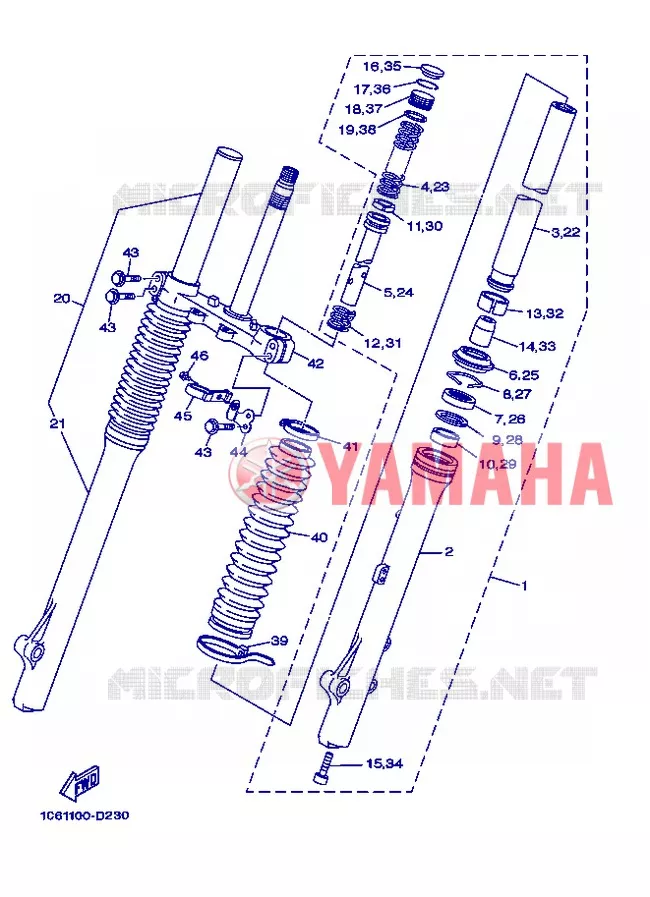 FOURCHE Yamaha MOTO 230 2006 TTR  TT-R230 TTR230V