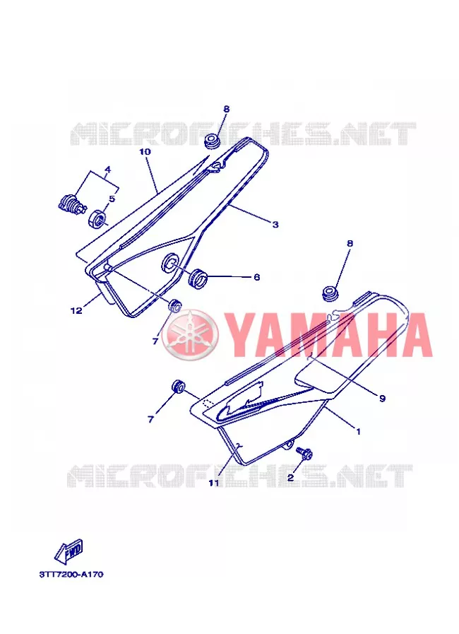 COUVERCLE LATERAL Yamaha MOTO 125 2007 DT  DT125