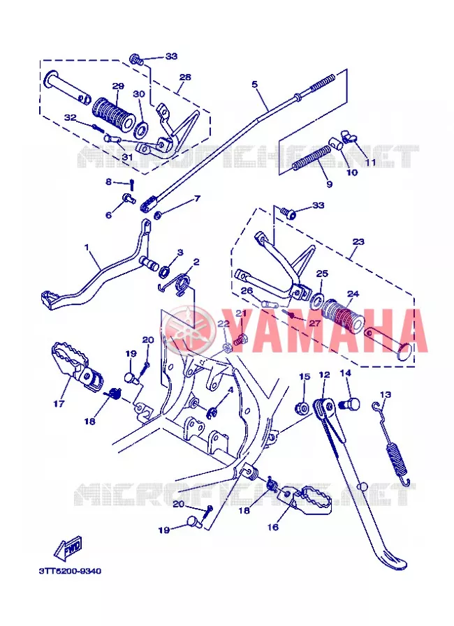 SUPPORT / REPOSE PIEDS Yamaha MOTO 125 2007 DT  DT125