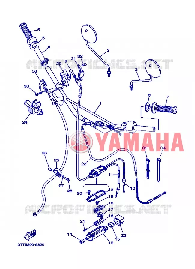 GUIDON ET CABLES - FREIN A DISQUE Yamaha MOTO 125 2008 DT  DT125