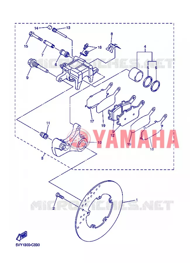 ETRIER DE FREIN ARRIERE Yamaha MOTO 1000 2008 R1  YZF-R1 R1
