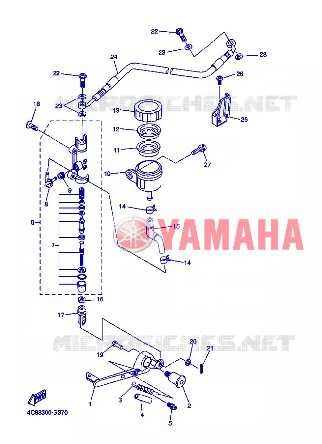 MAITRE CYLINDRE DE FREIN ARRIERE Yamaha MOTO 1000 2008 R1  YZF-R1 R1