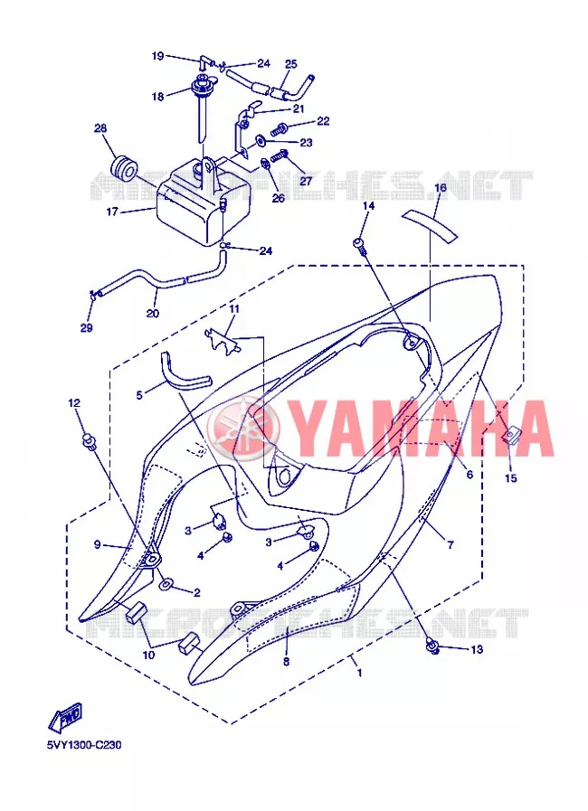COUVERCLE LATERAL Yamaha MOTO 1000 2004 R1  YZF-R1 YZF-R1S R1