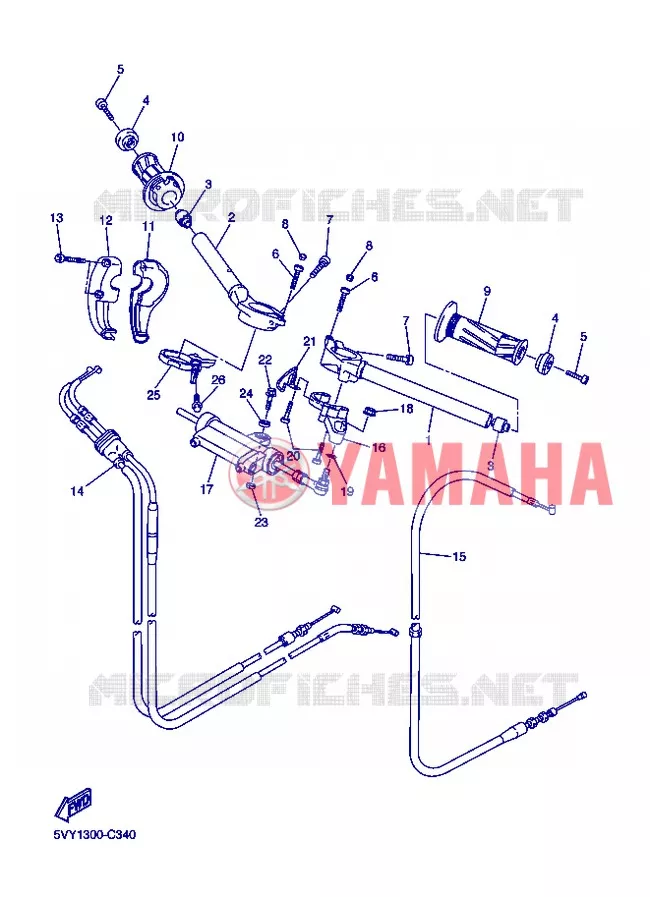 GUIDON ET CABLES Yamaha MOTO 1000 2004 R1  YZF-R1 YZF-R1S R1