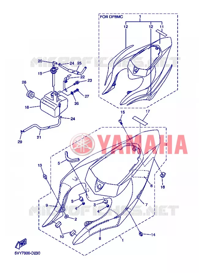 COUVERCLE LATERAL Yamaha MOTO 1000 2005 R1  YZF-R1 R1