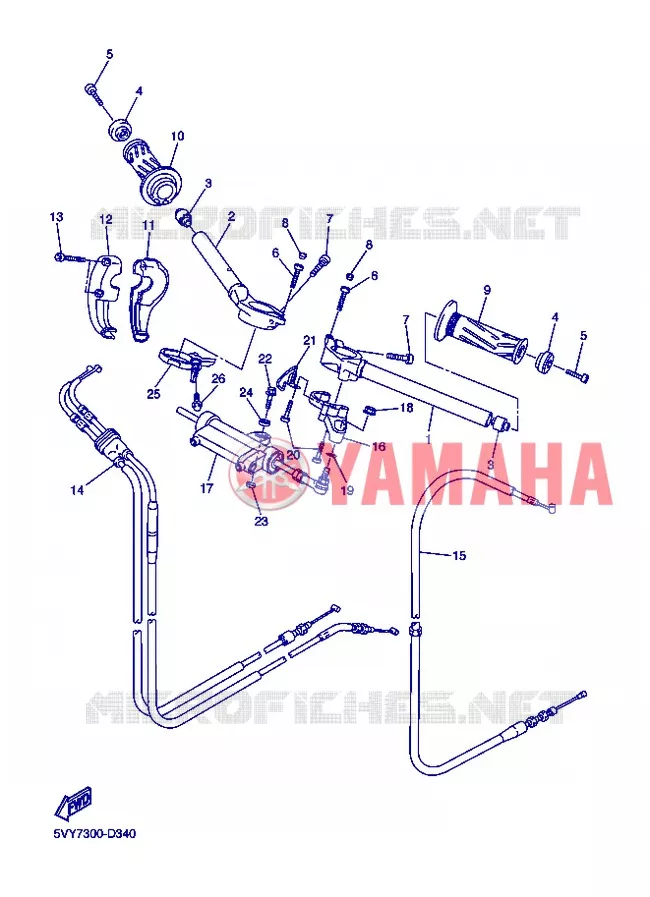 GUIDON ET CABLES Yamaha MOTO 1000 2005 R1  YZF-R1 R1