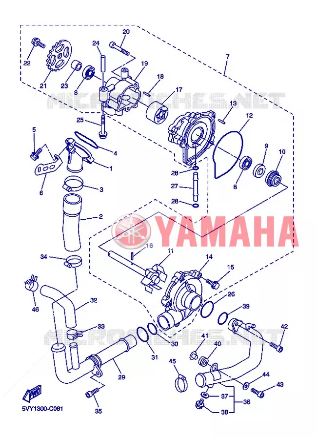 POMPE A EAU / DURITES Yamaha MOTO 1000 2006 R1  YZF-R1