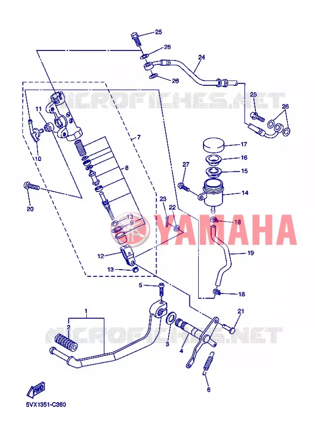 MAITRE CYLINDRE DE FREIN ARRIERE Yamaha MOTO 600 2004 FAZER  FZ6-S FZ6-SS FZ6