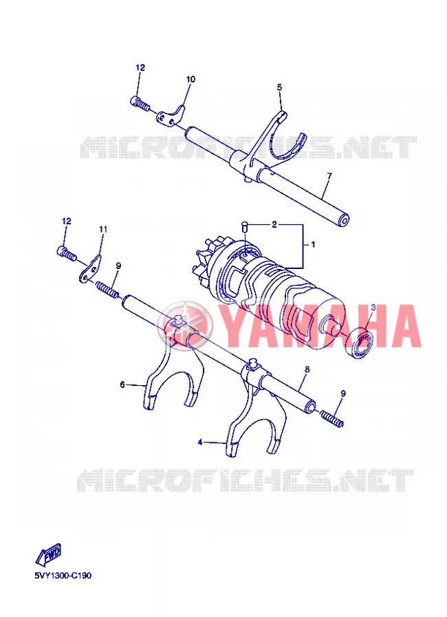 BARILLET DE SELECTION / FOURCHETTES Yamaha MOTO 1000 2008 R1  YZF-R1 R1