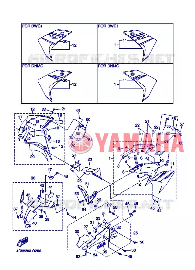 CARENAGES 2 Yamaha MOTO 1000 2008 R1  YZF-R1 R1
