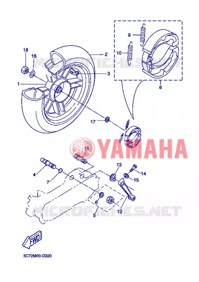 ROUE ARRIERE Yamaha SCOOTER 50 2005 STUNT  EW50 STUNT NAKED
