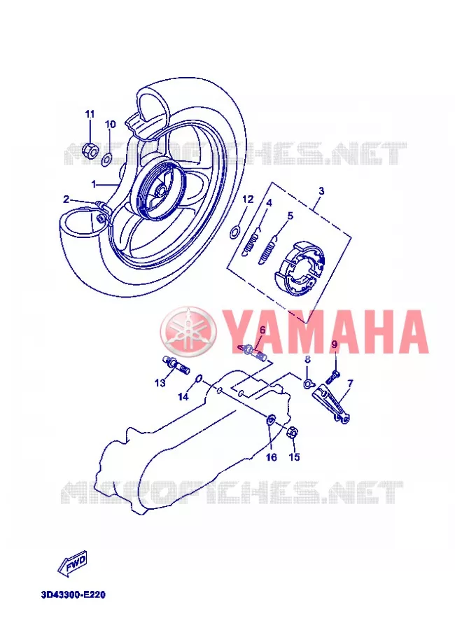 ROUE ARRIERE Yamaha SCOOTER 50 2008 MACH G  CS50Z