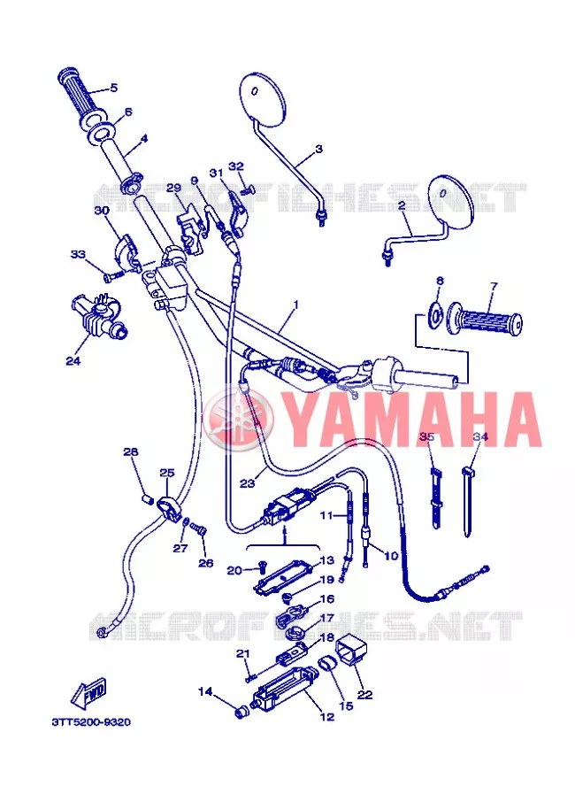 GUIDON ET CABLES - FREIN A DISQUE Yamaha MOTO 125 2007 DT  DT125