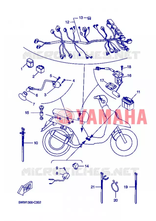 PARTIE ELECTRIQUE 2 Yamaha SCOOTER 50 2008 BOOSTER  CW50