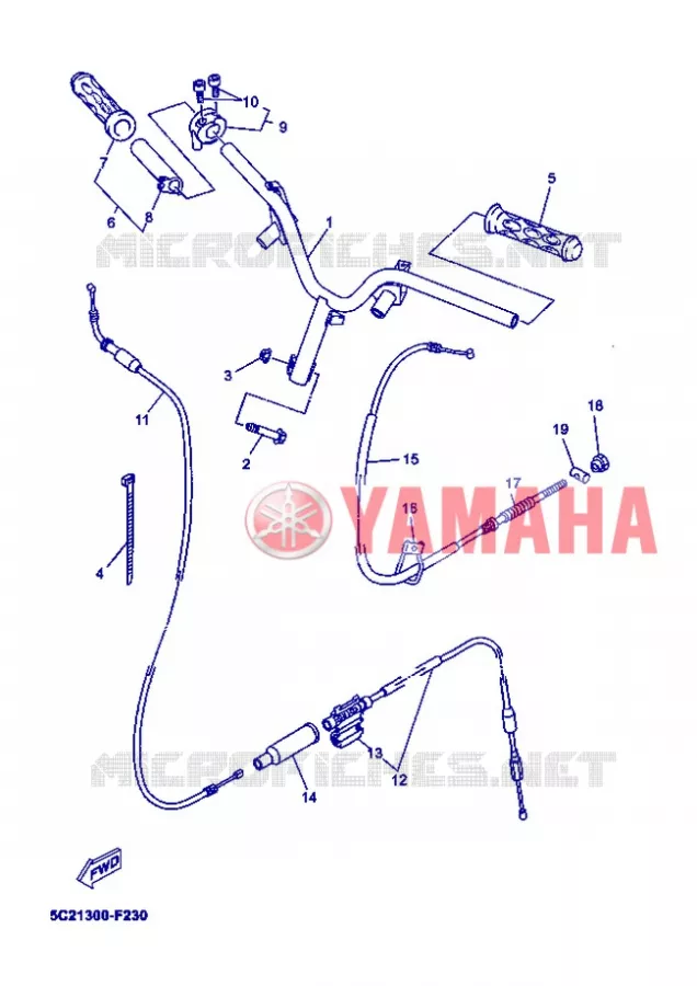GUIDON ET CABLES Yamaha SCOOTER 50 2008 OVETTO  YN50 OVETTO
