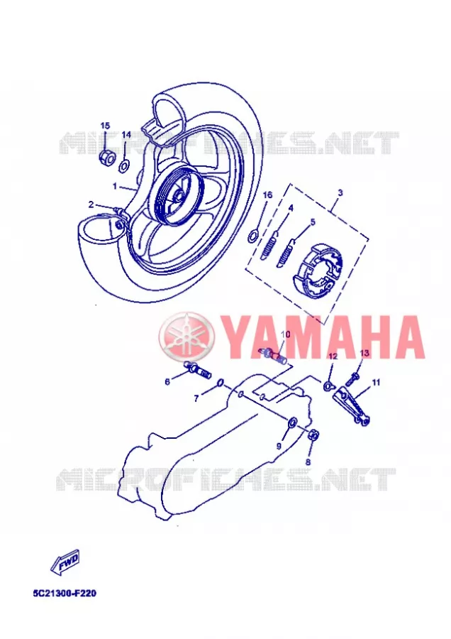 ROUE ARRIERE Yamaha SCOOTER 50 2008 OVETTO  YN50 OVETTO