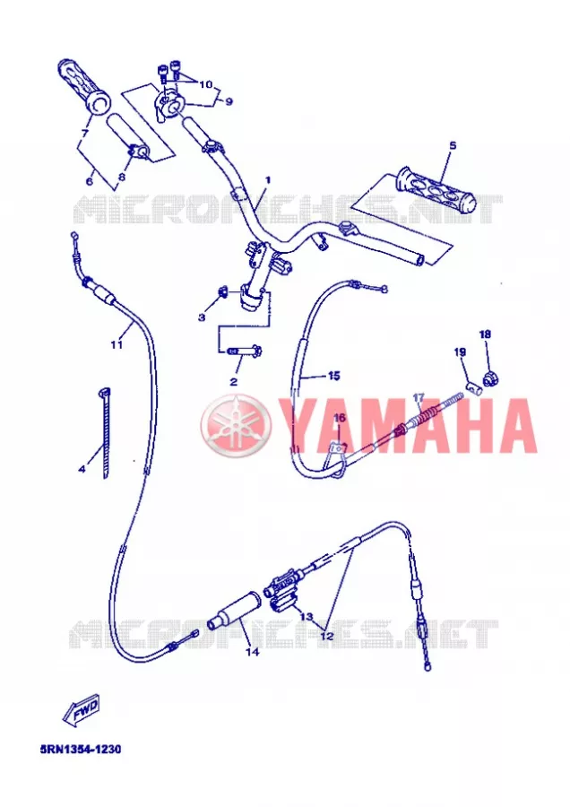 GUIDON ET CABLES Yamaha SCOOTER 50 2005 OVETTO  YN50 OVETTO 50