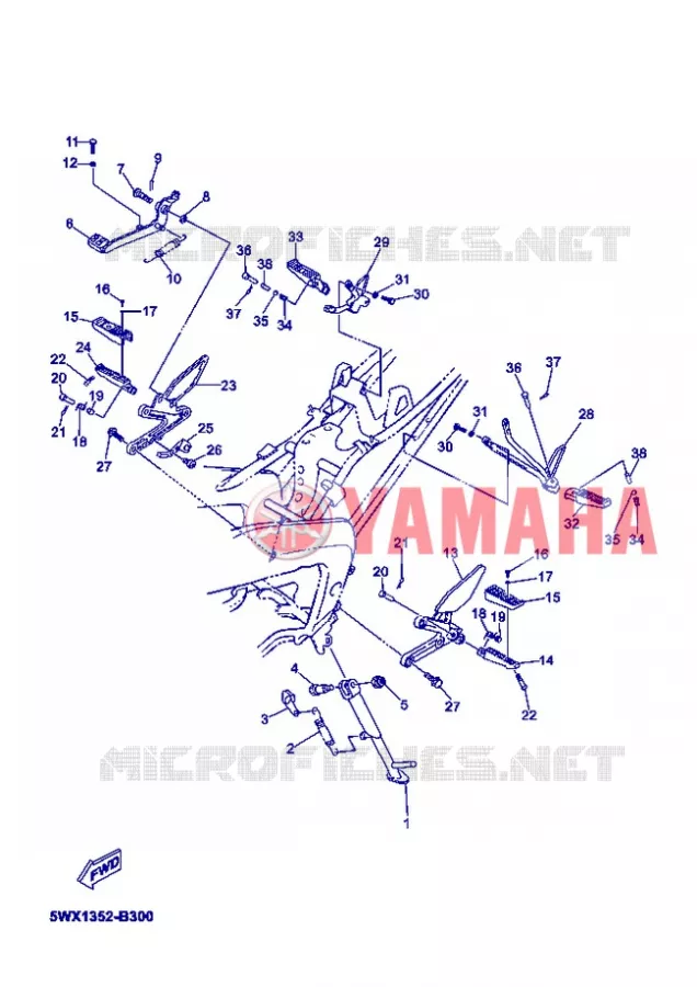 SUPPORT / REPOSE PIEDS Yamaha MOTO 50 2005 XPOWER  TZR50 X-POWER