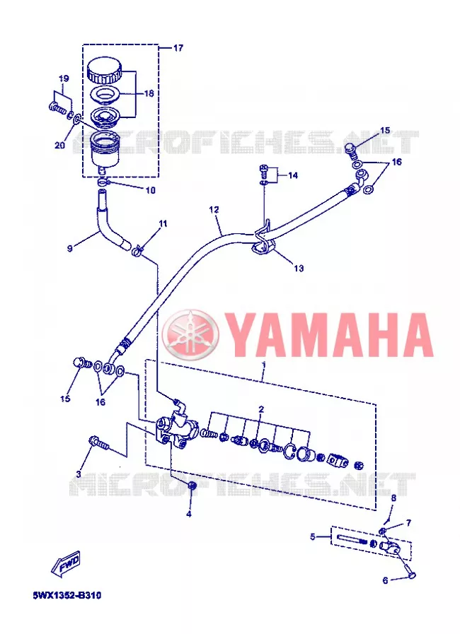 MAITRE CYLINDRE DE FREIN ARRIERE Yamaha MOTO 50 2007 XPOWER  TZR50 X-POWER