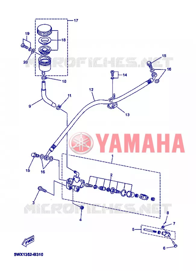 MAITRE CYLINDRE DE FREIN ARRIERE Yamaha MOTO 50 2008 XPOWER  TZR50 X-POWER