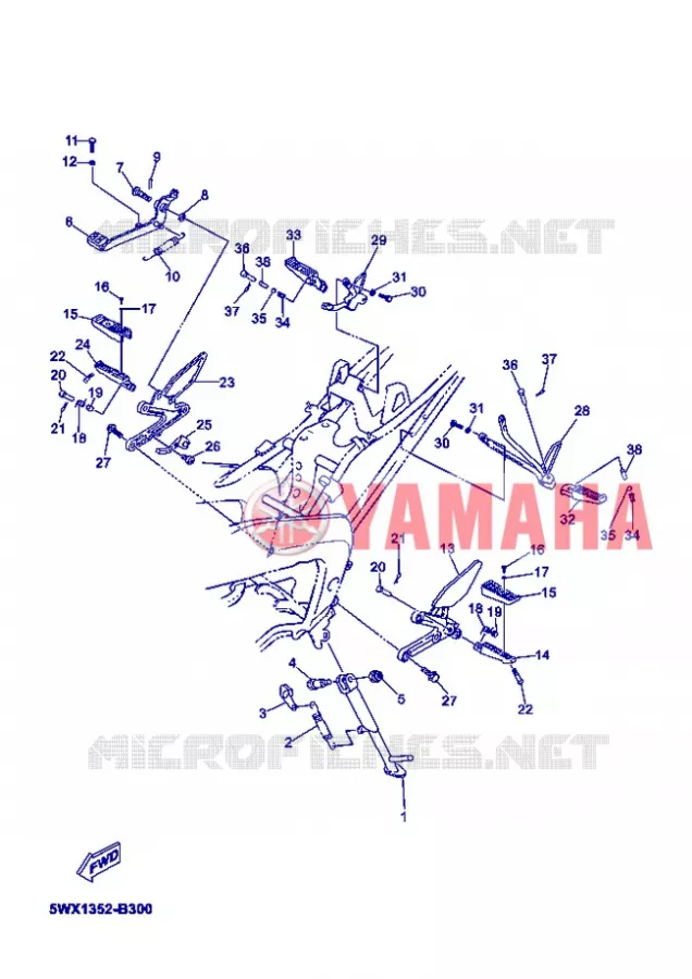SUPPORT / REPOSE PIEDS Yamaha MOTO 50 2004 XPOWER  TZR50 X-POWER